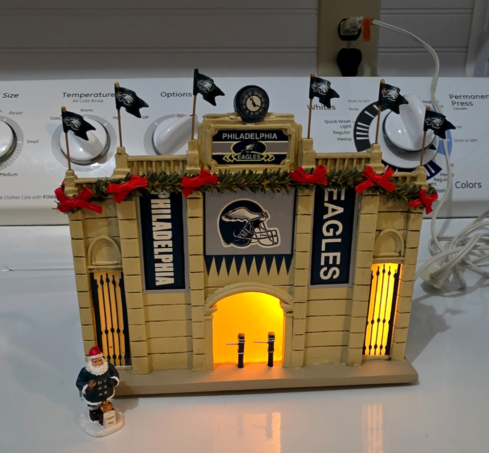 Vintage Hawthorne Village Philadelphia Eagles STADIUM Main Gate with Santa